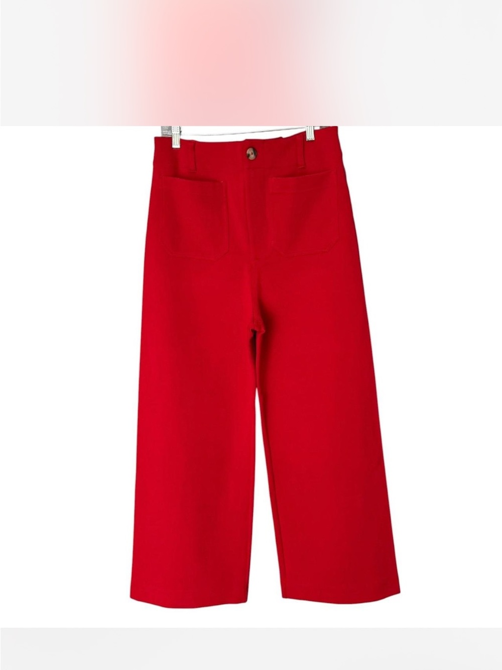 Maeve Red Orange Colette High Rise Cropped Wide Leg Ponte Pants 26 - Picture 2 of 2